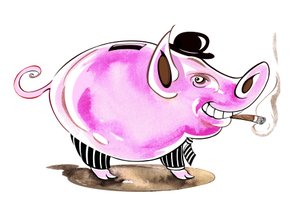 貯金箱-金融危機の寓意的なイラスト